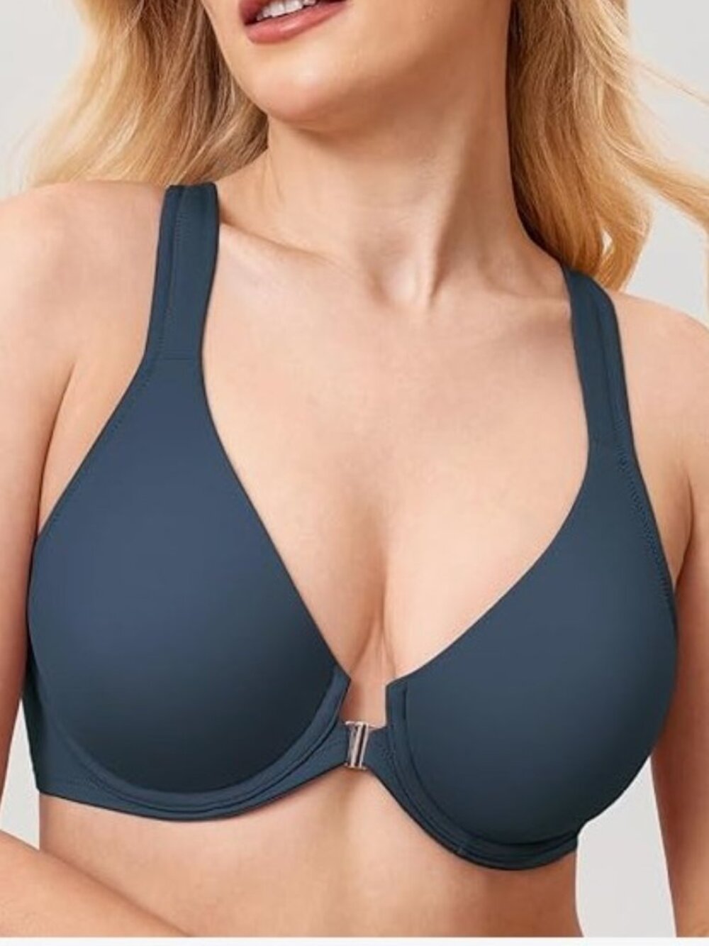 DELIMIRA Brand Women's Size 46C Gray Front Closure Full Coverage Bra Racerback